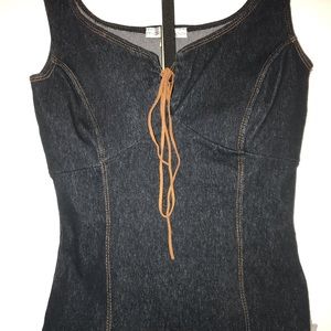 Jean top and skirt outfit